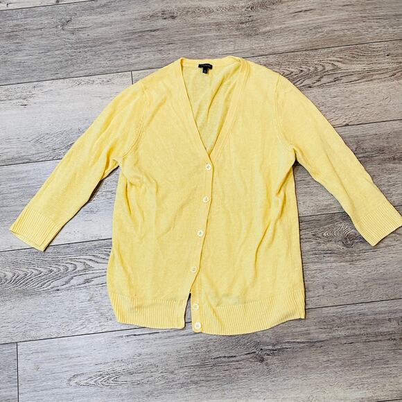 Talbots Sweater Womens XL Open Front Linen Lightweight Cardigan Academia Luxury - Picture 1 of 5